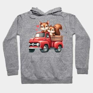 Valentine Squirrel Couple Sitting On Truck Hoodie